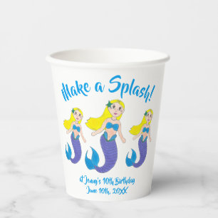 Vasos De Papel Hacer una fiesta de cumpleaños de sirena para nada
