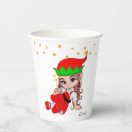 Vasos De Papel Hada Elfa de Navidad Linda & Confeti de Estrella D