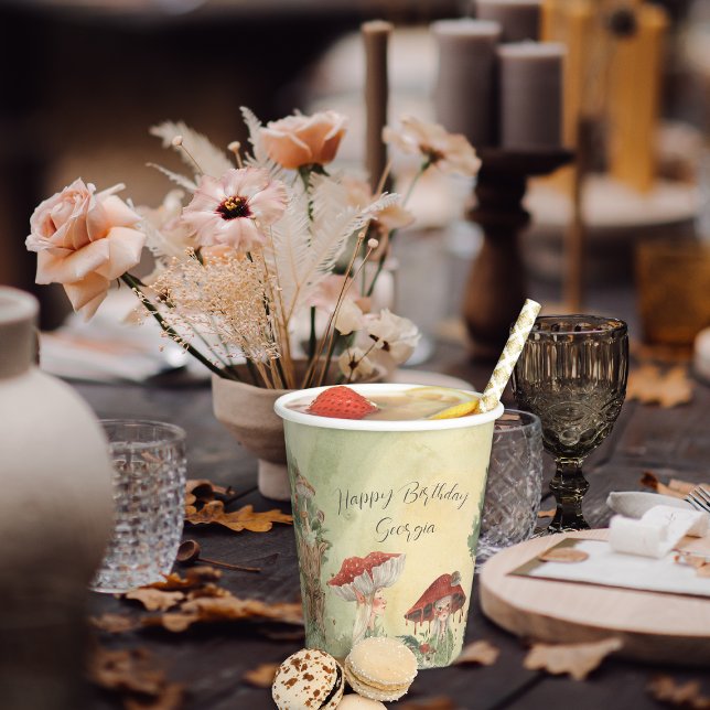 Vasos De Papel Hada mágica del bosque otoñal | Cumpleaños (Subido por el creador)
