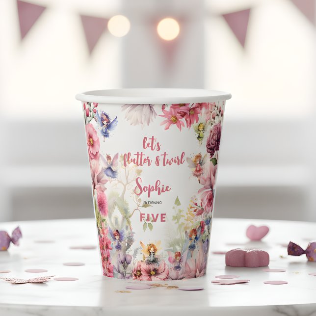 Vasos De Papel Hadas de huerto acuarela cumpleaños (Subido por el creador)