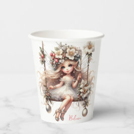 Vasos De Papel Hadas de Navidades blancos