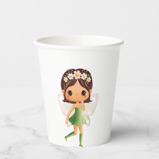 Vasos De Papel Hadas de traje verde (Anverso)