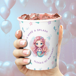 Vasos De Papel Hagamos una fiesta de cumpleaños de sirena para lo