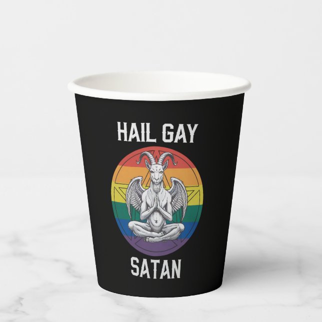 Vasos De Papel Hail Gay Satan Funny Gótico Gothic Goat LGBTQ (Anverso)