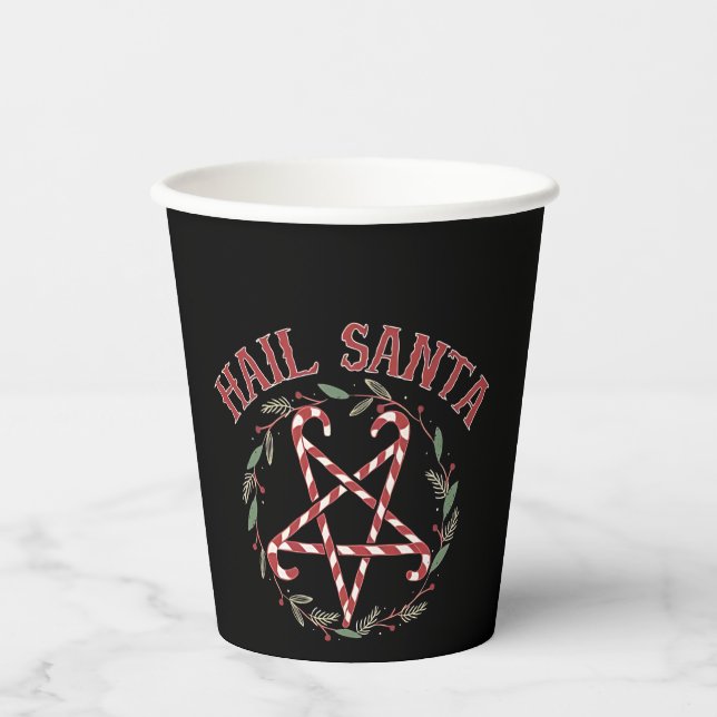 Vasos De Papel Hail Satan Navidades Krampus Xmas Devil Candy (Anverso)