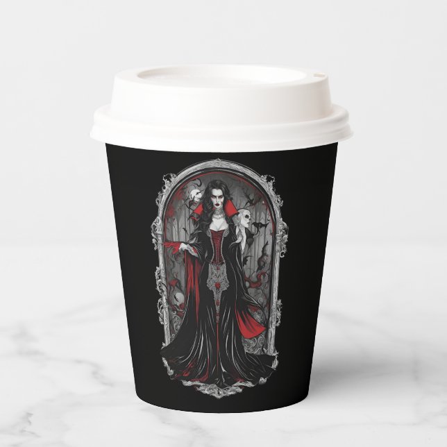 Vasos De Papel Halloween 4 vampiro, diversión, monstruo aterrador (Anverso)