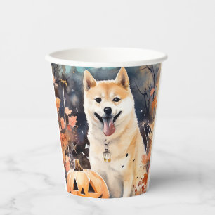 Vasos De Papel Halloween Akita con calabazas aterradoras