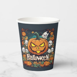 Vasos De Papel Halloween-Banner mit Kürbissen und Geistern - 