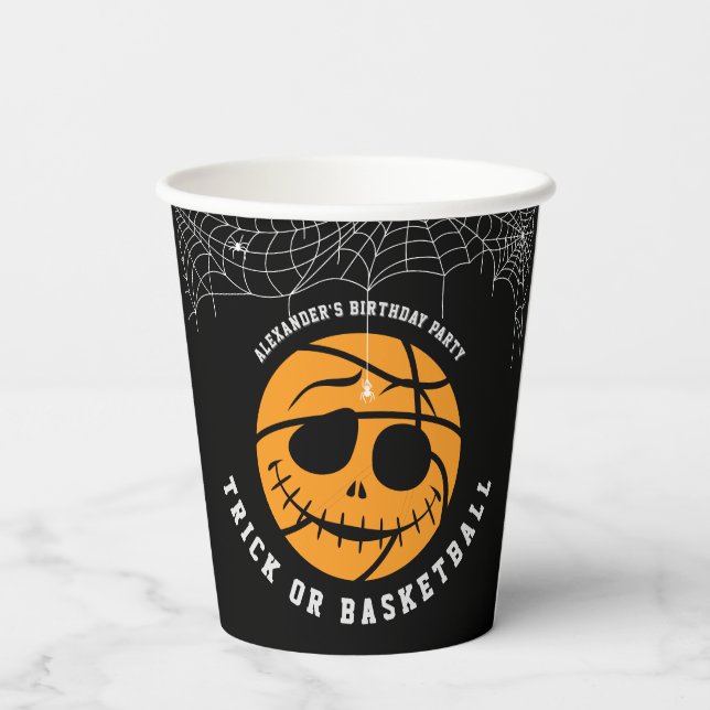 Vasos De Papel Halloween Basket Ball Trick o Básquetbol Cumpleaño (Reverso )