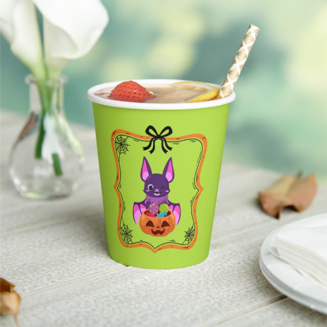 Vasos De Papel Halloween Bat With Candy (in situ)