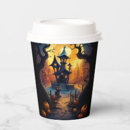 Vasos De Papel Halloween/Black Cat/Witch/Wizard Crooked House