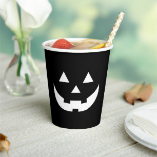 Vasos De Papel Halloween blanco negro Jack o calabaza de linterna