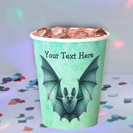 Vasos De Papel Halloween Blue Green Flying Bat Furry Body