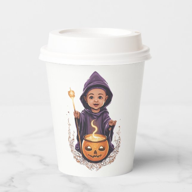 Vasos De Papel Halloween, bruja 6 bebé, bruja linda, diversión pa (Anverso)