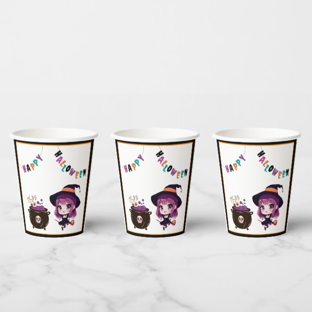 Vasos De Papel Halloween/bruja/otoño/octubre (Multi)