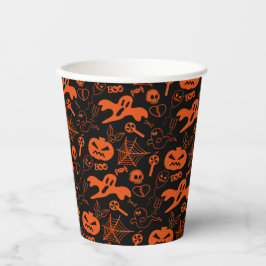 Vasos De Papel Halloween Calabaza Cara Jack O Lantern Negro