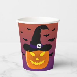 Vasos De Papel Halloween Calabaza Jack o’ Lantern Witch Gorra