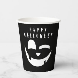 Vasos De Papel Halloween Calabaza Negra y Blanca Face Feliz
