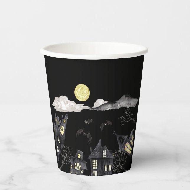 Vasos De Papel Halloween, ciudad llena de fantasía (Anverso)