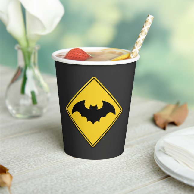 Vasos De Papel Halloween con advertencia de murciélago de vampiro (in situ)