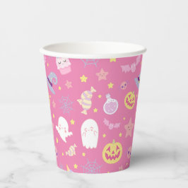 Vasos De Papel Halloween con el patrón rosado pasteloween