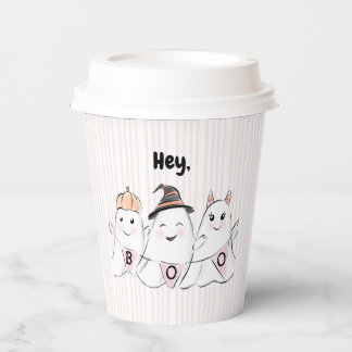 Vasos De Papel Halloween con ghost rosado