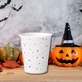 Vasos De Papel Halloween con Naranja y estrella negra