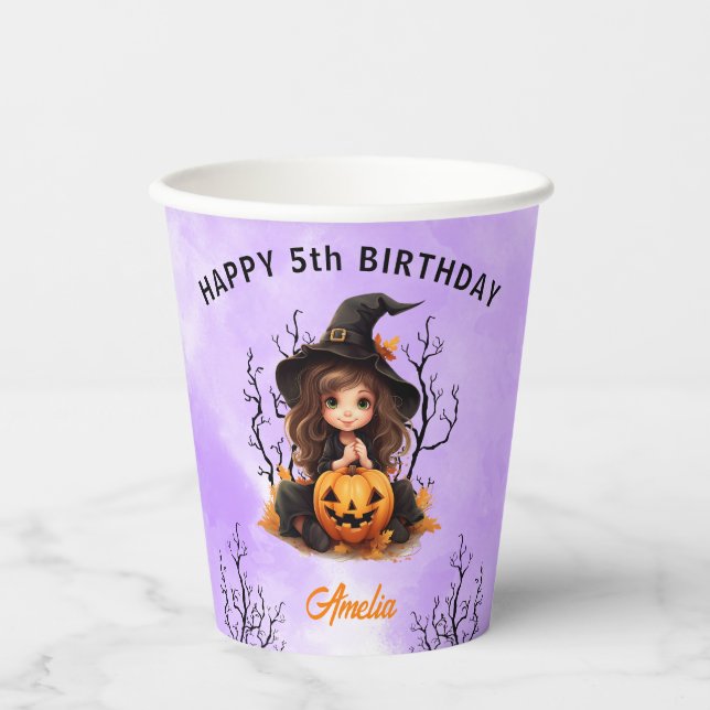 Vasos De Papel Halloween Cumpleaños Cute pequeñas tazas de papel  (Anverso)