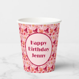 Vasos De Papel Halloween Cute Cumpleaños Añadir Nombre Pastel Ros