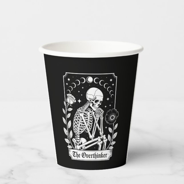 Vasos De Papel Halloween Dark Gothic Skeleton Overthinker (Anverso)