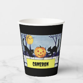 Vasos De Papel Halloween de calabaza para gatos personalizables
