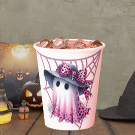 Vasos De Papel Halloween de Coquette Rosa y Negra