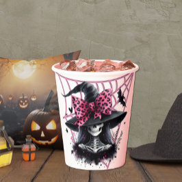 Vasos De Papel Halloween de Coquette Rosa y Negra