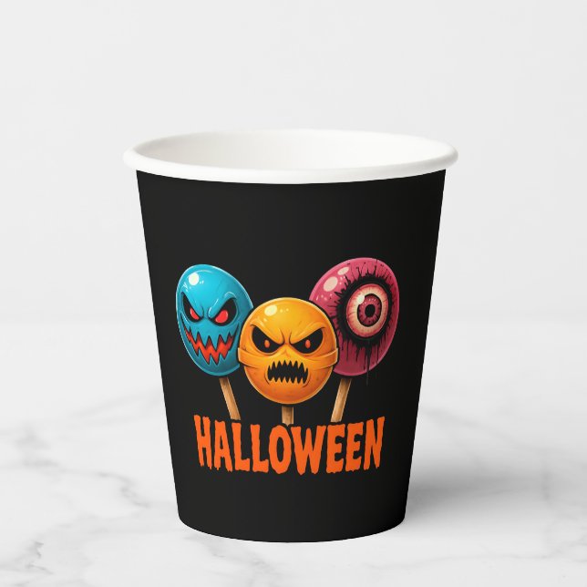 Vasos De Papel Halloween de dulces siniestros (Anverso)
