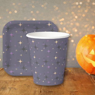 Vasos De Papel Halloween de gatitos de ojos anchos y retro lindo