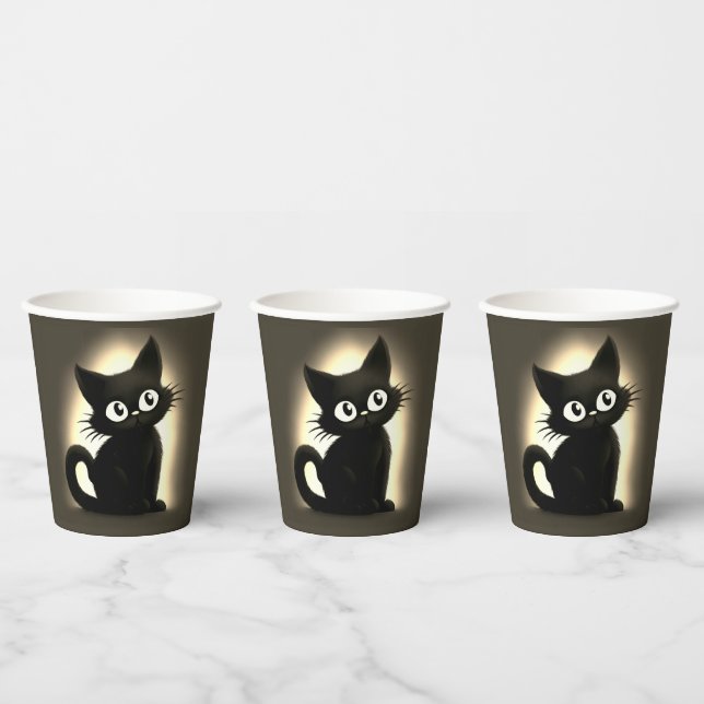 Vasos De Papel Halloween de gato negro de cute boo (Multi)