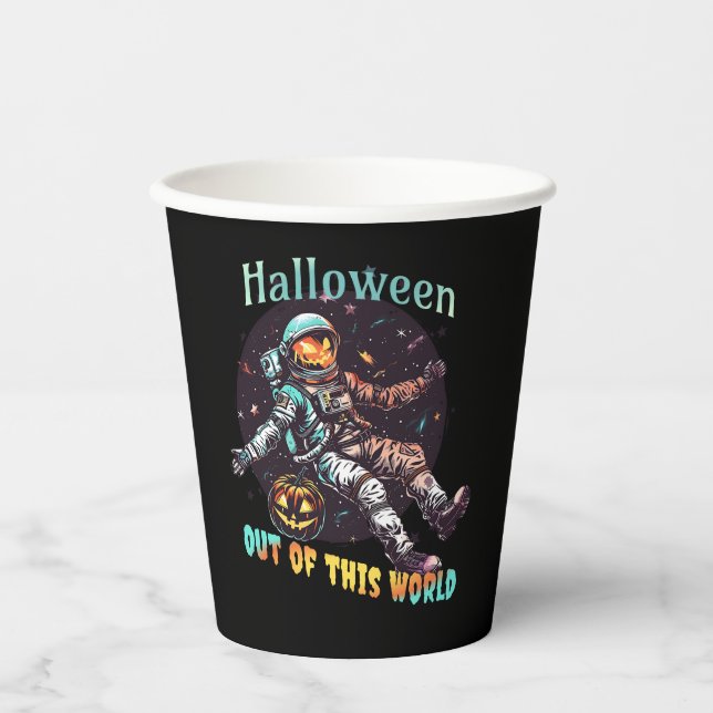 Vasos De Papel Halloween de la Calabaza Astronauta 2024 (Anverso)