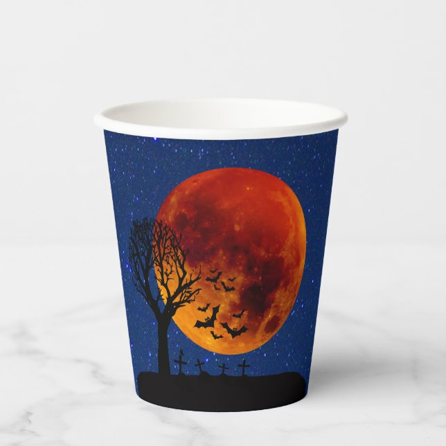 Vasos De Papel Halloween de la luna de cosecha (Anverso)