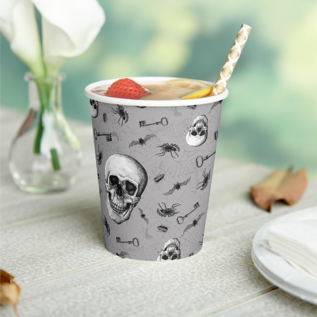 Vasos De Papel Halloween de Skulls y Spiders (in situ)