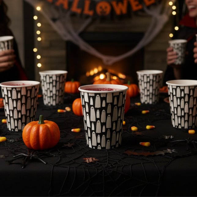 Vasos De Papel Halloween del patrón fantasma (Subido por el creador)