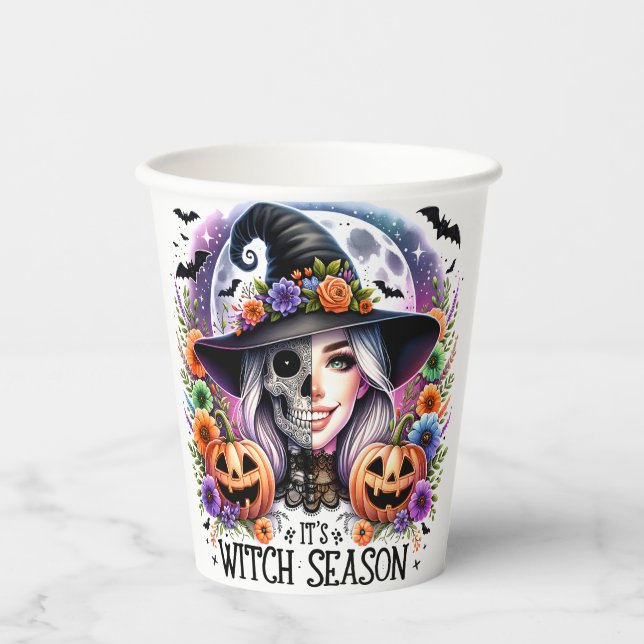 Vasos De Papel Halloween "Es temporada de brujas" (Anverso)