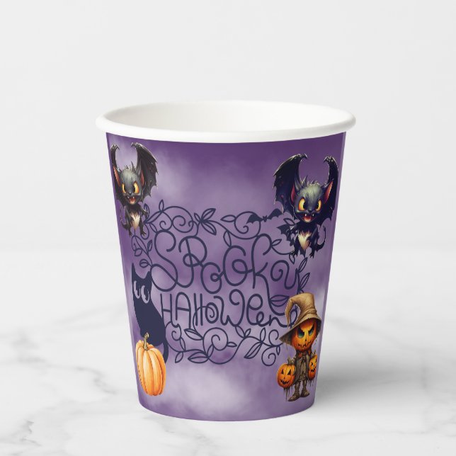 Vasos De Papel Halloween espeluznante (Anverso)