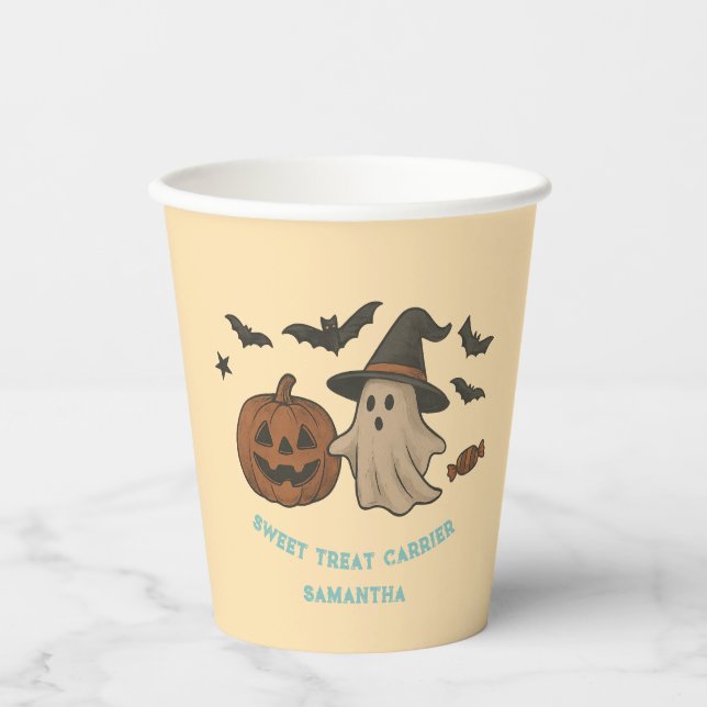 Vasos De Papel Halloween espeluznante - Beber con truco o tratar  (Anverso)