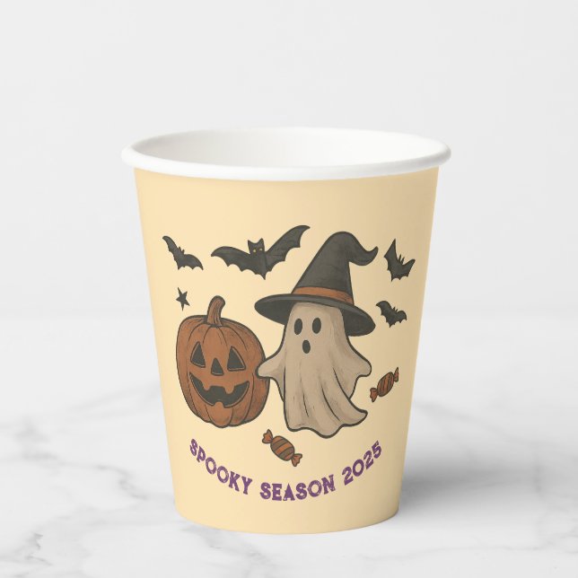Vasos De Papel Halloween espeluznante - Beber con truco o tratar  (Anverso)