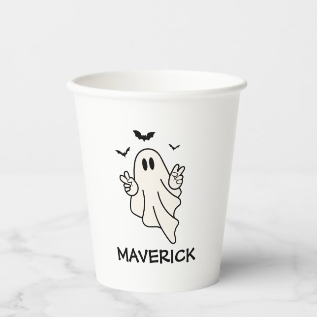 Vasos De Papel Halloween Fantasma Y Bats Kids Cumpleaños (Anverso)
