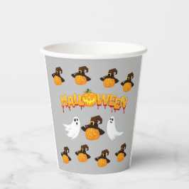 Vasos De Papel Halloween: Fantasma y calabaza