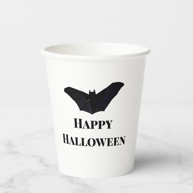 Vasos De Papel Halloween feliz murciélago negro agrega brujas de  (Anverso)