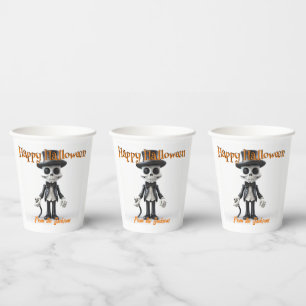 Vasos De Papel Halloween feliz SKELETON en la parte superior de H