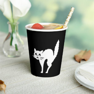 Vasos De Papel Halloween gato negro blanco espeluznante