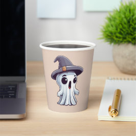 Vasos De Papel Halloween: Geist mit Hut - 
